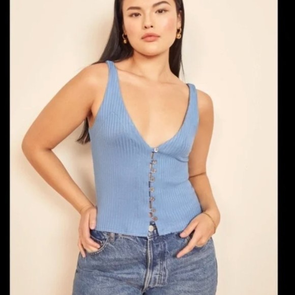 Reformation Hampton Ribbed Button Knit Tank
